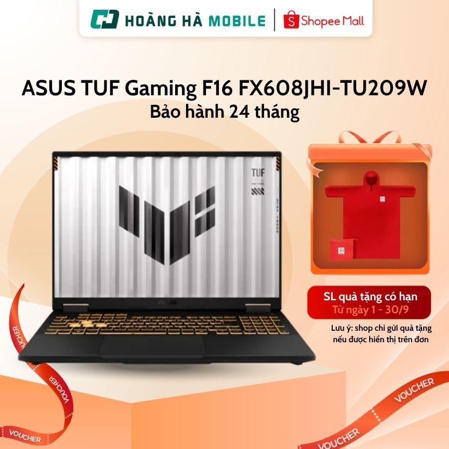 Laptop ASUS TUF Gaming F16 FX608JHI-TU209W (Core i7 14650HX/RTX 5050 8GB/16GB DDR5/512SG SSD/16"FHD+ 144Hz/Win 11/Xám) | Shopee Việt Nam