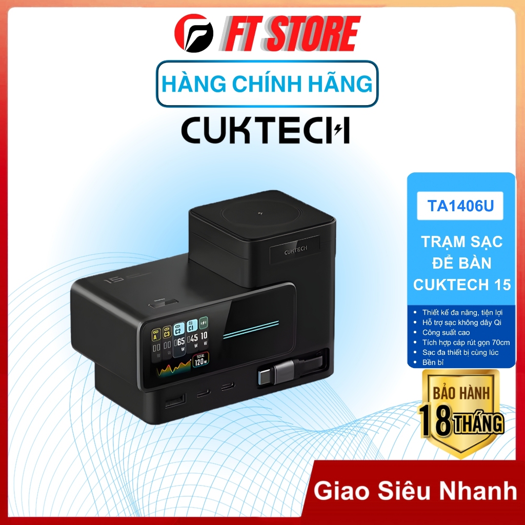 Trạm Sạc CUKTECH 15 Charging Station Ultra GaN TA1406U 140W Hỗ Trợ Sạc Không Dây - Bảo Hành 18 Tháng | Shopee Việt Nam