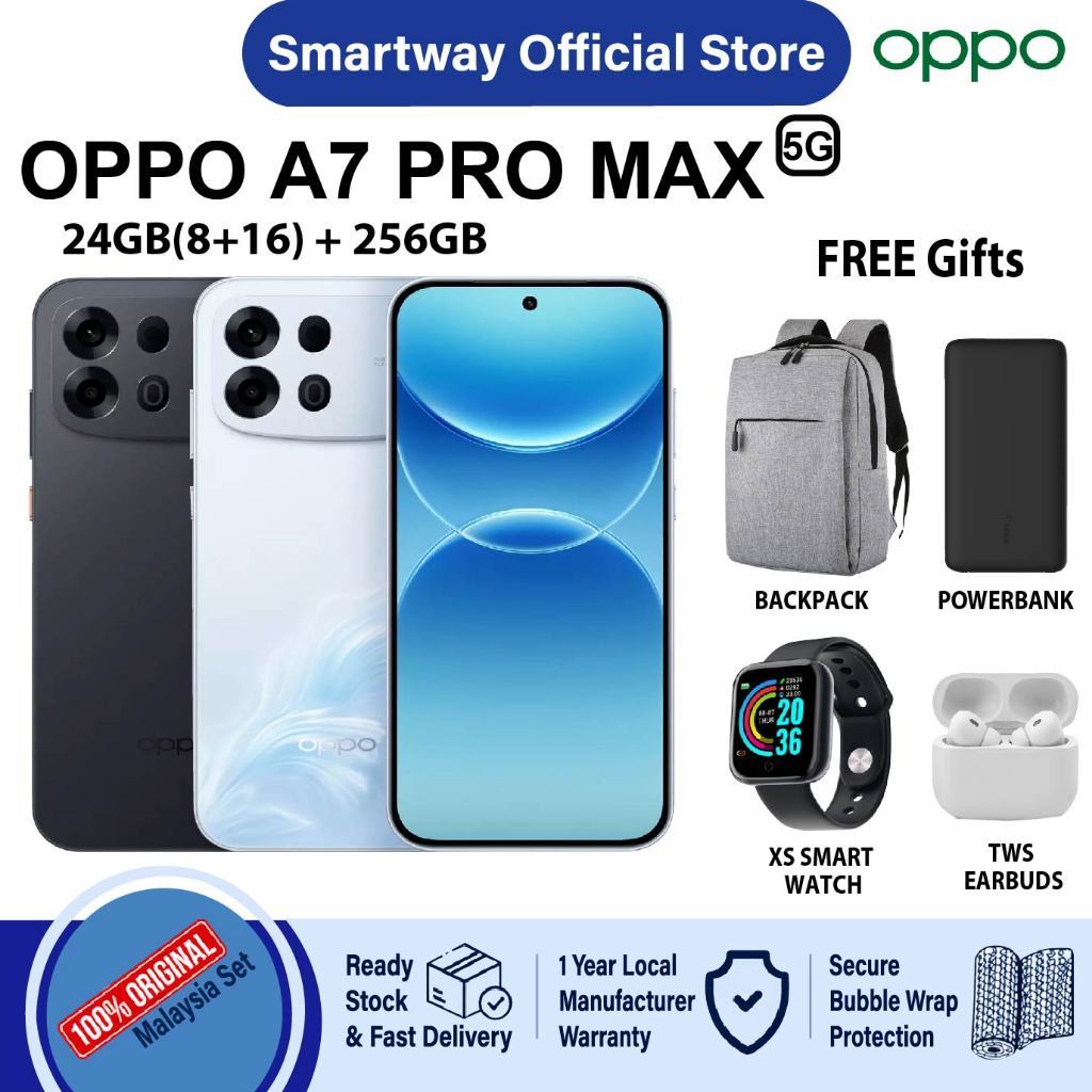 OPPO A7 Pro Max 5G [24GB(8+16)RAM + 256GB ROM] 6.78" 1.5K AMOLED Display 120Hz | 10000mAh | 80W SUPERVOOC Fast Charging