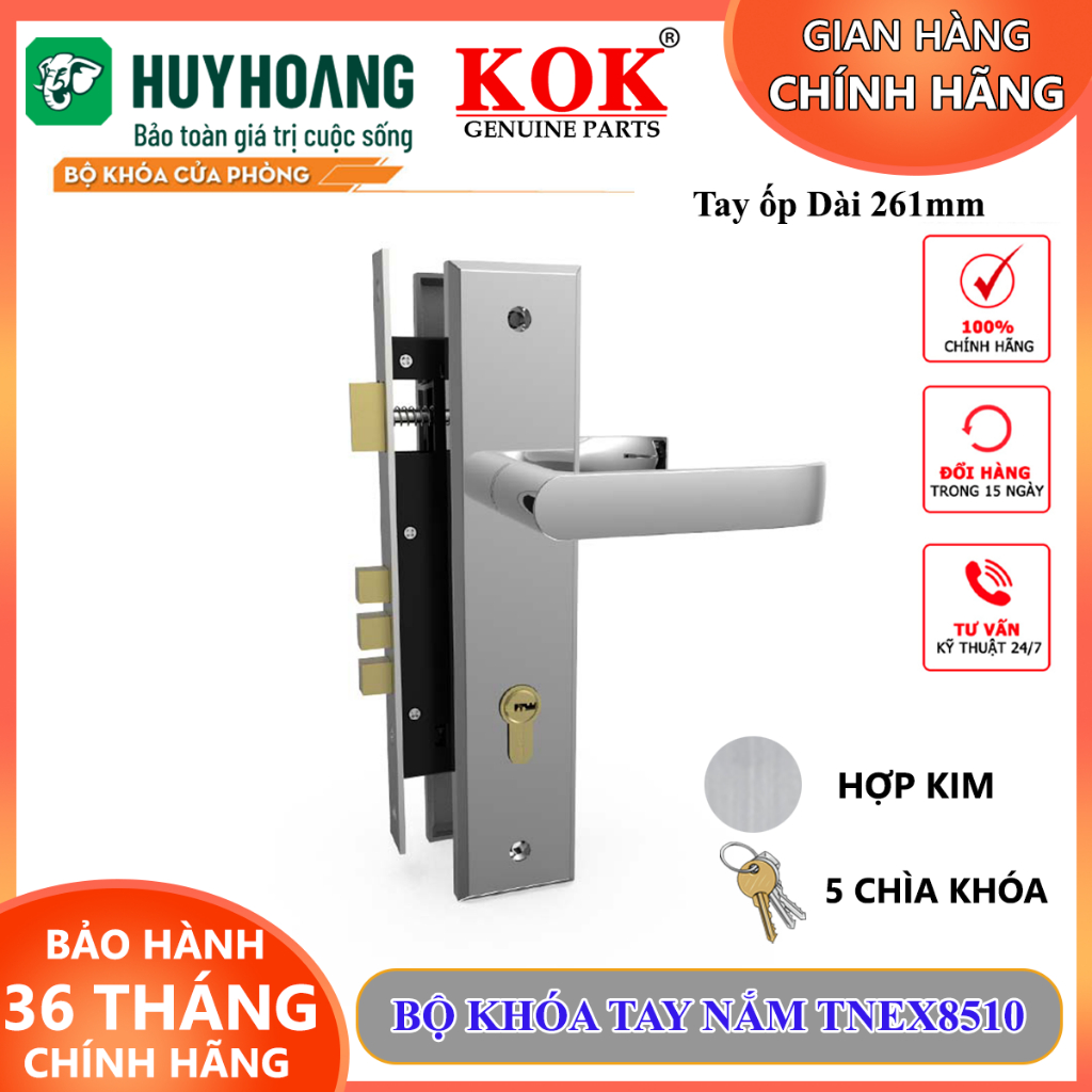 Bộ khóa cửa tay nắm Huy Hoàng TNEX8510 khóa tay gạt hợp kim chiều dài ốp 261mm hộp khóa 240mm 5 chìa chính hãng KOk | Shopee Việt Nam