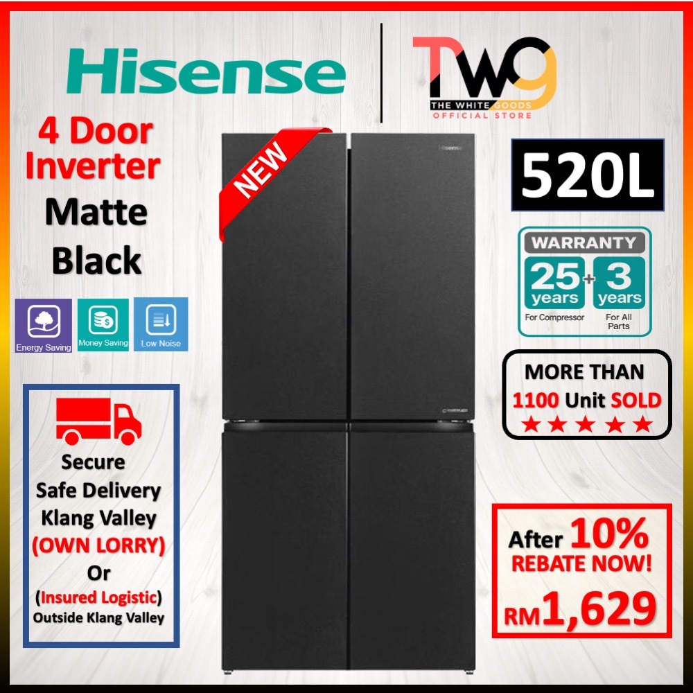 Hisense 520L 4 Door Inverter Fridge Refrigerator RQ555N4ABN | Shopee Malaysia