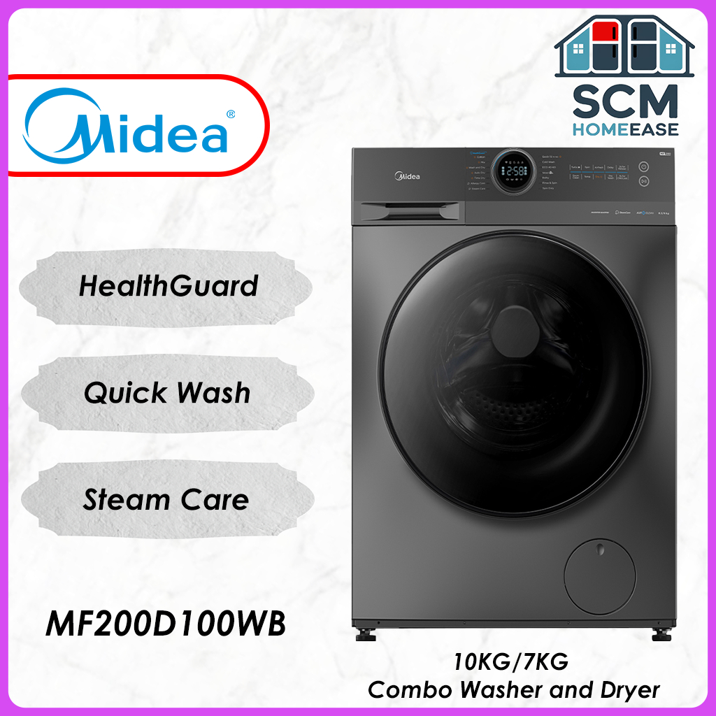 Midea 10KG/7KG Combo Washer and Dryer MF200D100WB | Shopee Malaysia
