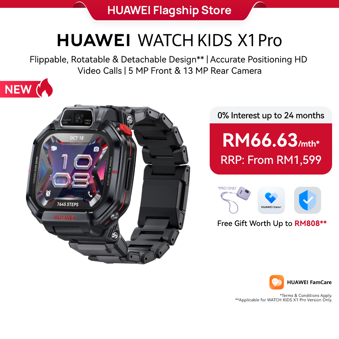 HUAWEI WATCH KIDS X1 Series l Watch Phone | Accurate Positioning | HD Video Calls | 5MP Front & 13 MP Rear Camera l Shake to Add Friends l Health Assistant l 64GB Storage*