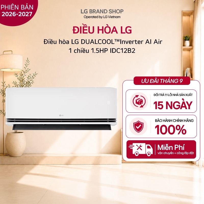 [ Chỉ giao miền Nam] Điều hòa LG DUALCOOL™Inverter AI Air 1 chiều 1.5HP IDC12B2 | Shopee Việt Nam