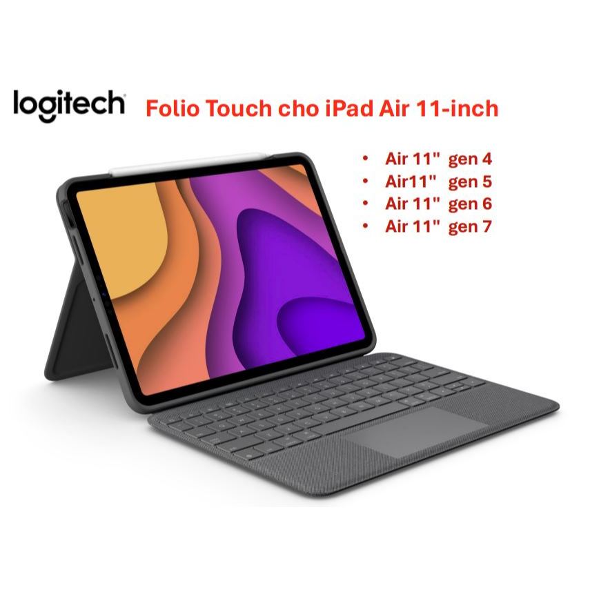 [Chính hãng Logitech]Folio Touch- bao da kèm bàn phím Trackpad - cho iPad Air 11-inch (gen 4,5,6,7) | Shopee Việt Nam