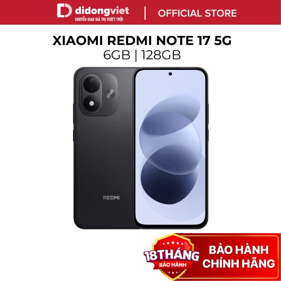 Xiaomi Redmi Note 17 5G 6GB | 128GB Chính Hãng | Pin 7700mAh, Sạc Turbo 45W, Màn Hình AMOLED 6.99'' FHD+, Snapdragon 4 G | Shopee Việt Nam