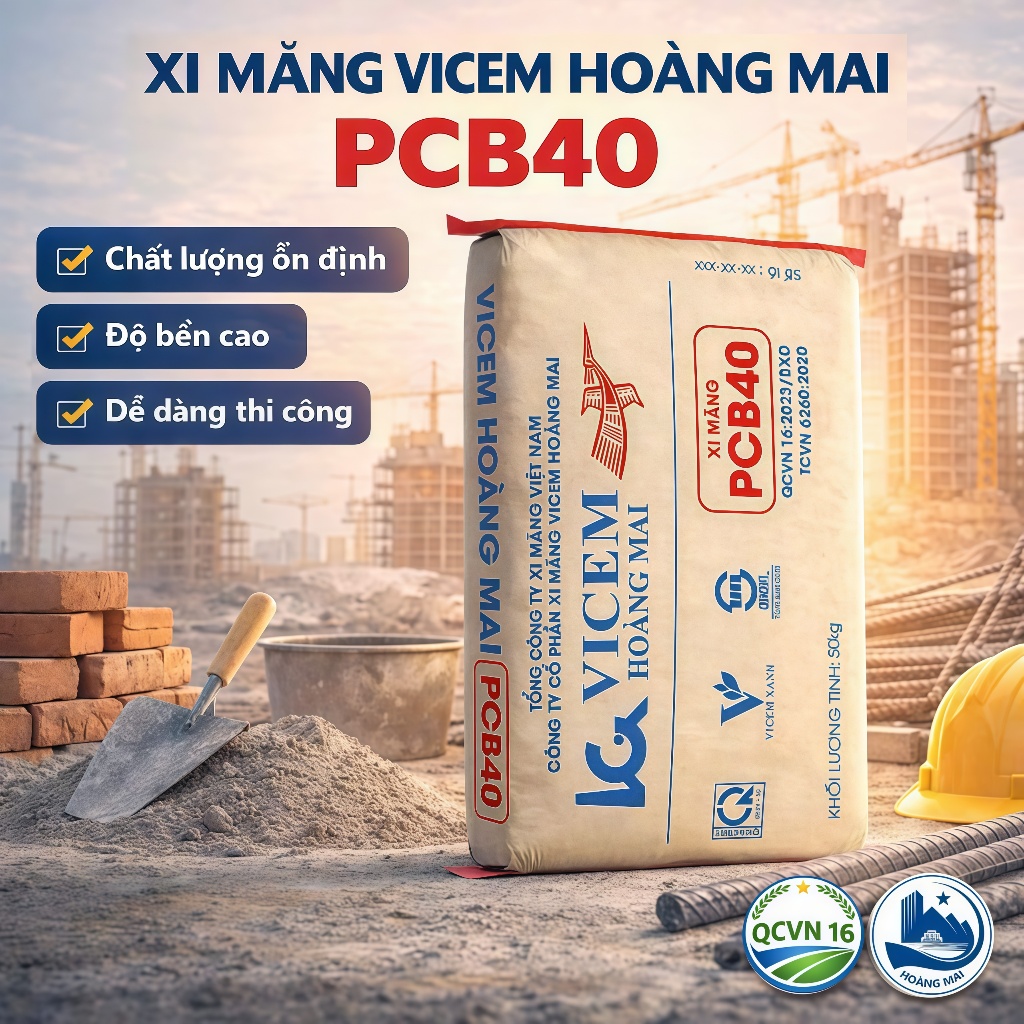 Xi Măng PCB40 Vicem Hoàng Mai – Xi Măng Đổ Bê Tông, Xây Nhà, Bao Nhỏ 1kg-5kg, Độ Bền Cao | Shopee Việt Nam