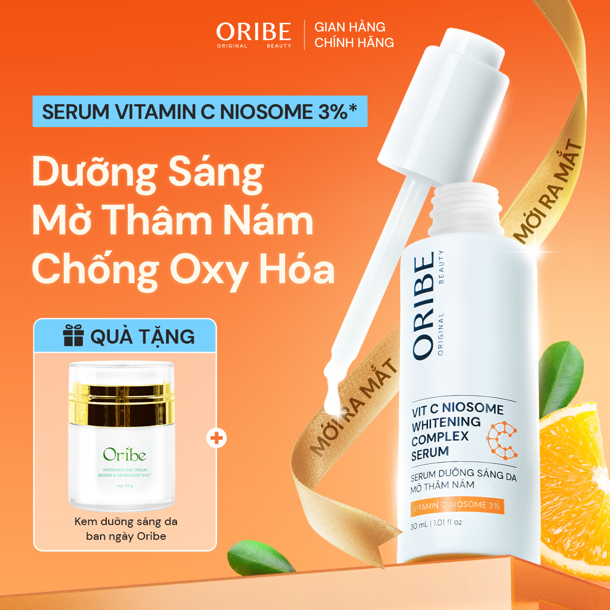 Serum sáng da mờ nám Vitamin C 3% Oribe dạng bọc Niosome thẩm thấu nhanh không kích ứng