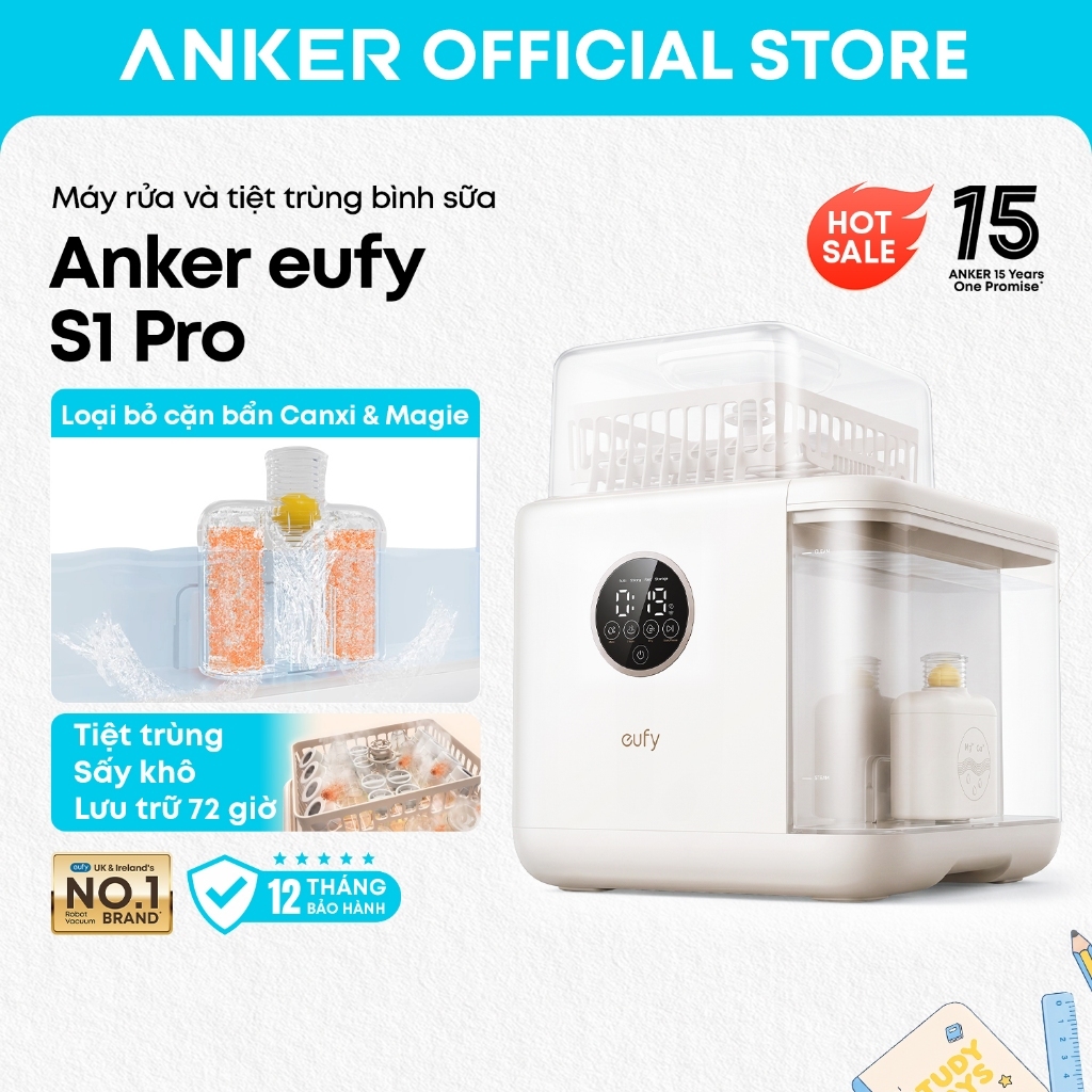 Máy rửa bình sữa Anker eufy S1 Pro lọc cặn bẩn trong nước, tự động rửa, tiệt trùng, sấy khô BH 12T | Shopee Việt Nam