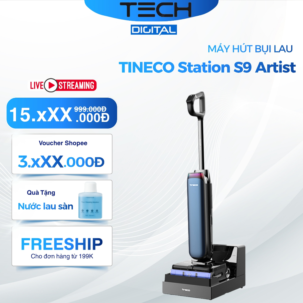 Tineco Floor One Station S9 Artist - Máy Hút Bụi Lau Sàn, Hơi Nước Áp Suất Cao 160 Độ - Chính Hãng | Shopee Việt Nam