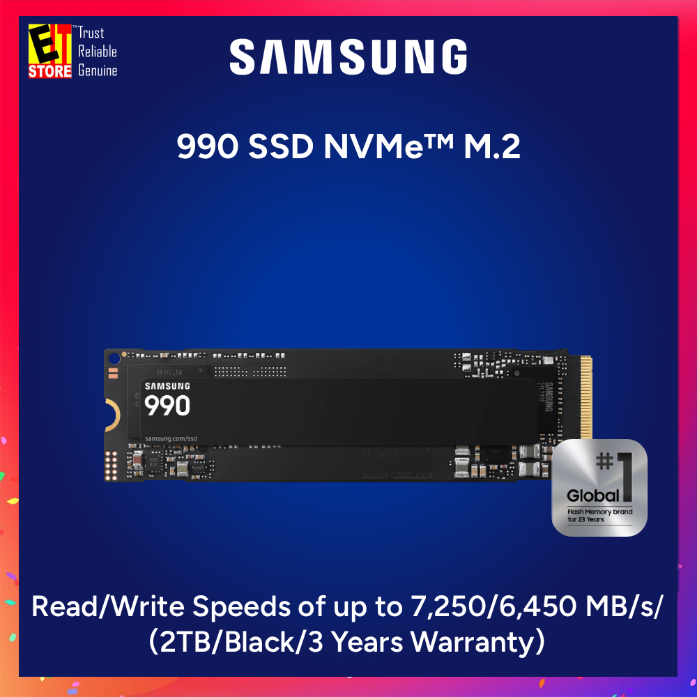 Samsung 990 SSD NVMe M.2 1TB/2TB - MZ-V9V1T0B/AMMZ-V9V2T0B/AM (Sequential Read : 7150MB/s /3Y Warranty)
