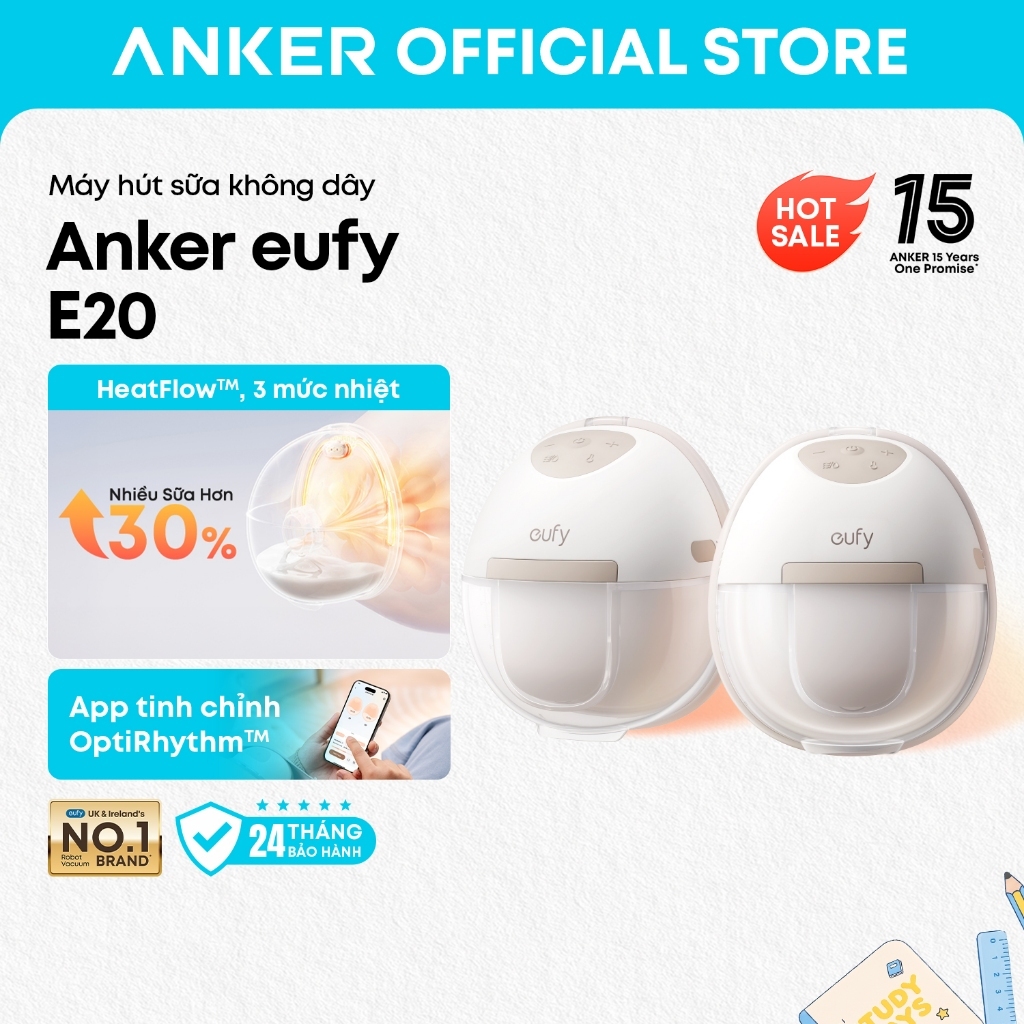 Máy hút sữa không dây Anker eufy E20 sưởi ấm 3 mức tăng 30% sữa, app tinh chỉnh 7 lực hút | Shopee Việt Nam