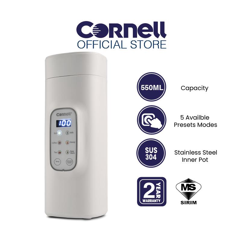 Cornell 550ml Portable Kettle CPK55WH Stainless Steel Interior Cool Touch Body 5 Smart Temp Settings Leak-Proof SIRIM Certified