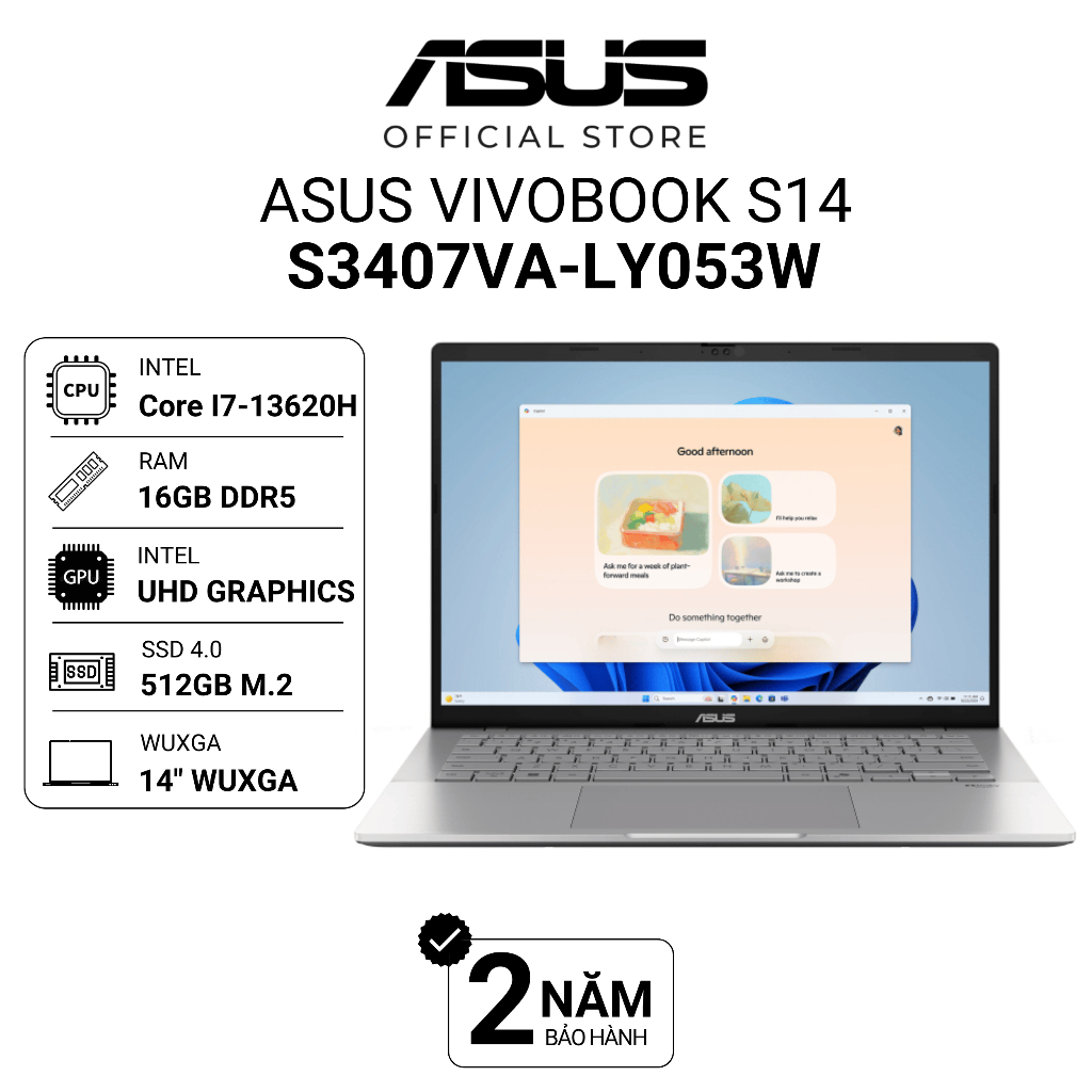 Laptop Asus Vivobook S14 S3407VA-LY053W (i7-13620H | 16GB | 512GB | 14" WUXGA | Win11) | Shopee Việt Nam