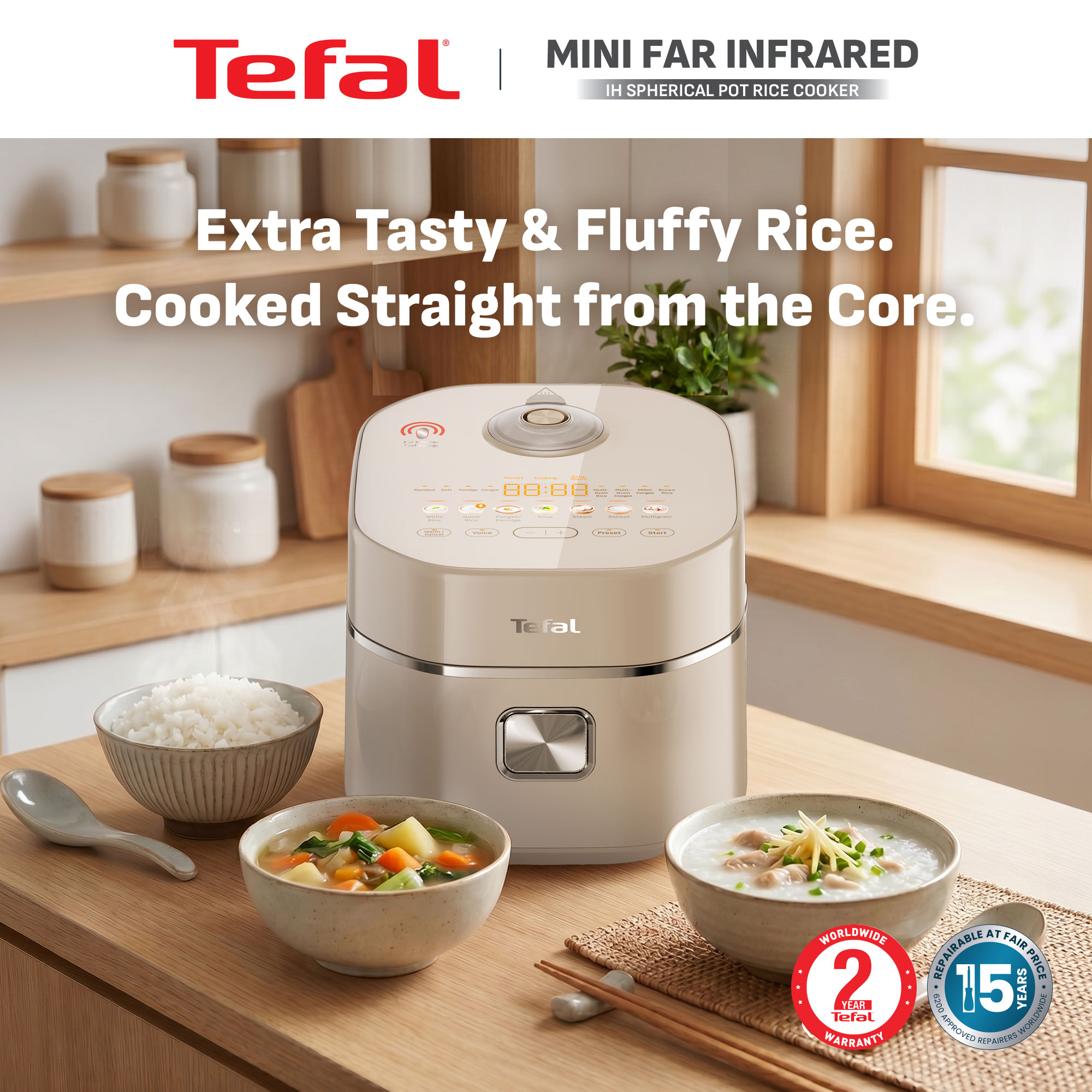 [NEW] Tefal Mini Far Infrared IH Rice Cooker 0.63L (RK887F)