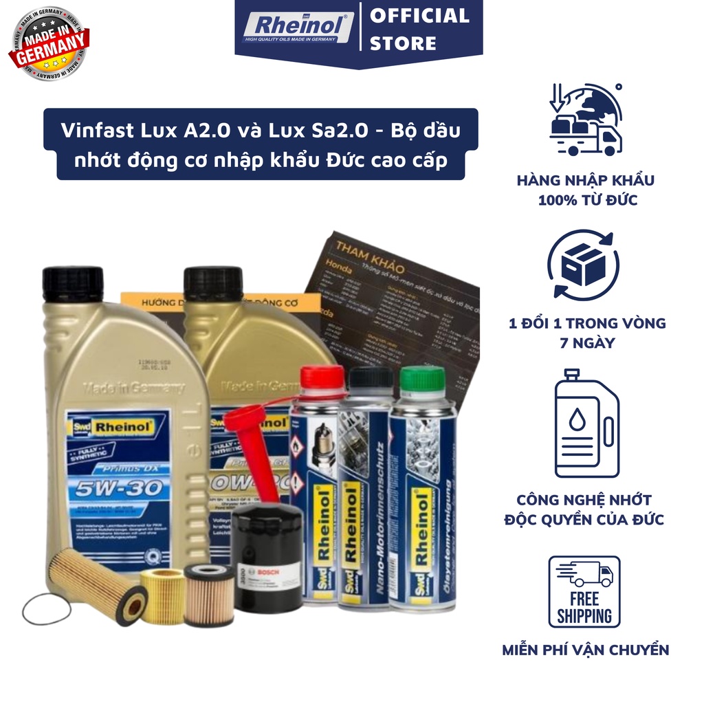 Vinfast Lux A2.0 và Lux Sa2.0 - Bộ dầu nhớt động cơ nhập khẩu Đức cao cấp | Shopee Việt Nam