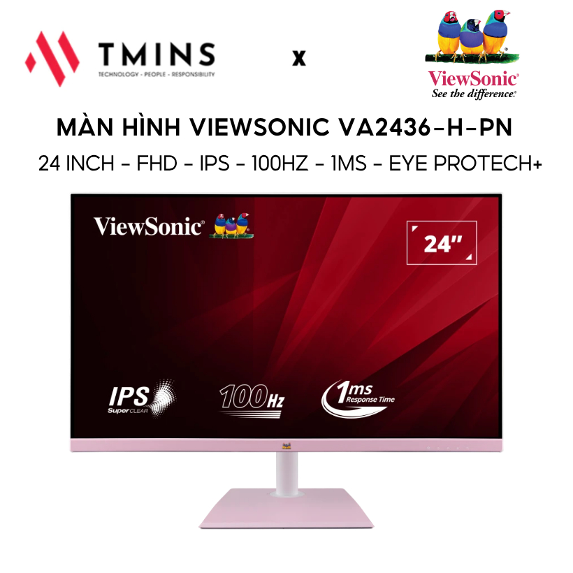 ViewSonic VA2436-H-PN Monitor 24 inch/ FHD/ IPS/ 100Hz/ 1ms/ Eye ProTech+ - Genuine product
