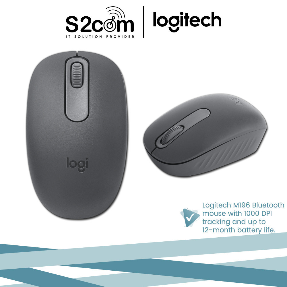 Logitech M196 Bluetooth Wireless Mouse, Compact and Portable Mouse for Laptops, Tablets and More, 12-Month Battery