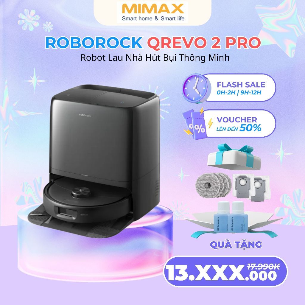 Roborock Qrevo 2 Pro robot hút bụi lau nhà | Tự động đổ rác, giặt sấy giẻ | Lực hút 25.000pa | Bảo hành 2 năm | Shopee Việt Nam