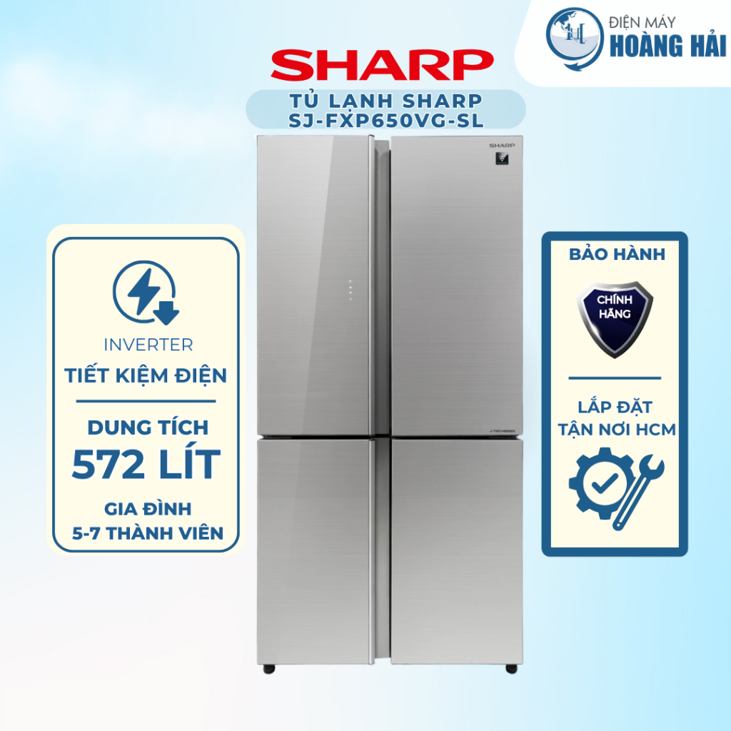 SJ-FXP650VG-SL | Tủ lạnh Sharp Inverter 572 lít SJ-FXP650VG-SL - Chính Hãng | Shopee Việt Nam