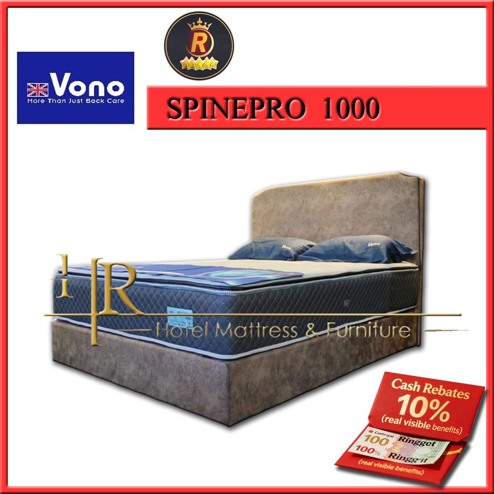 Vono SpinePro 1000 Mattress | 12 Inches Tilam 床垫 | 15 Years Warranty HR Home Delivery Malaysia