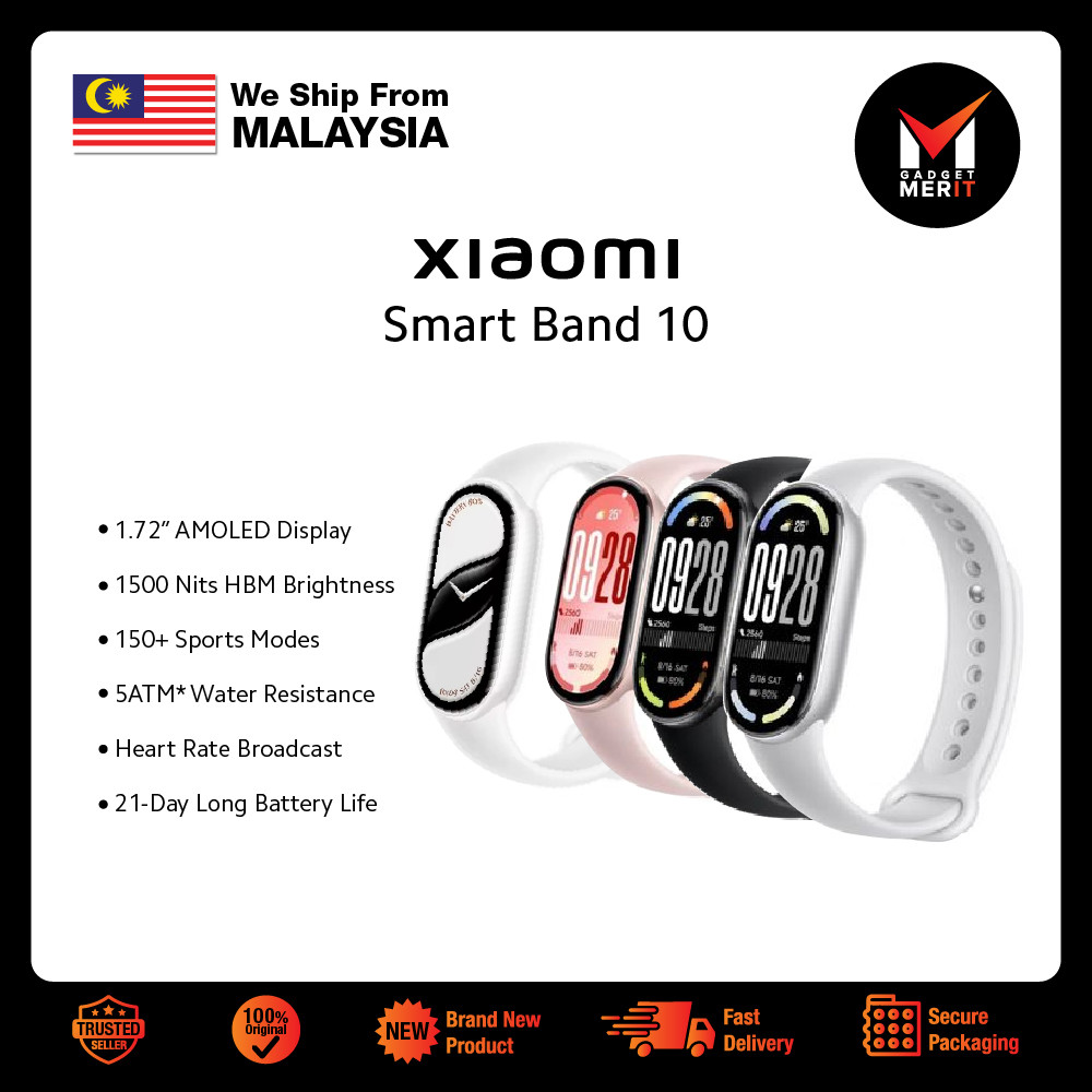 Xiaomi Smart Band 10 | Paparan AMOLED 1.72" | Kalis air 5ATM | Hayat bateri tahan sehingga 21 hari