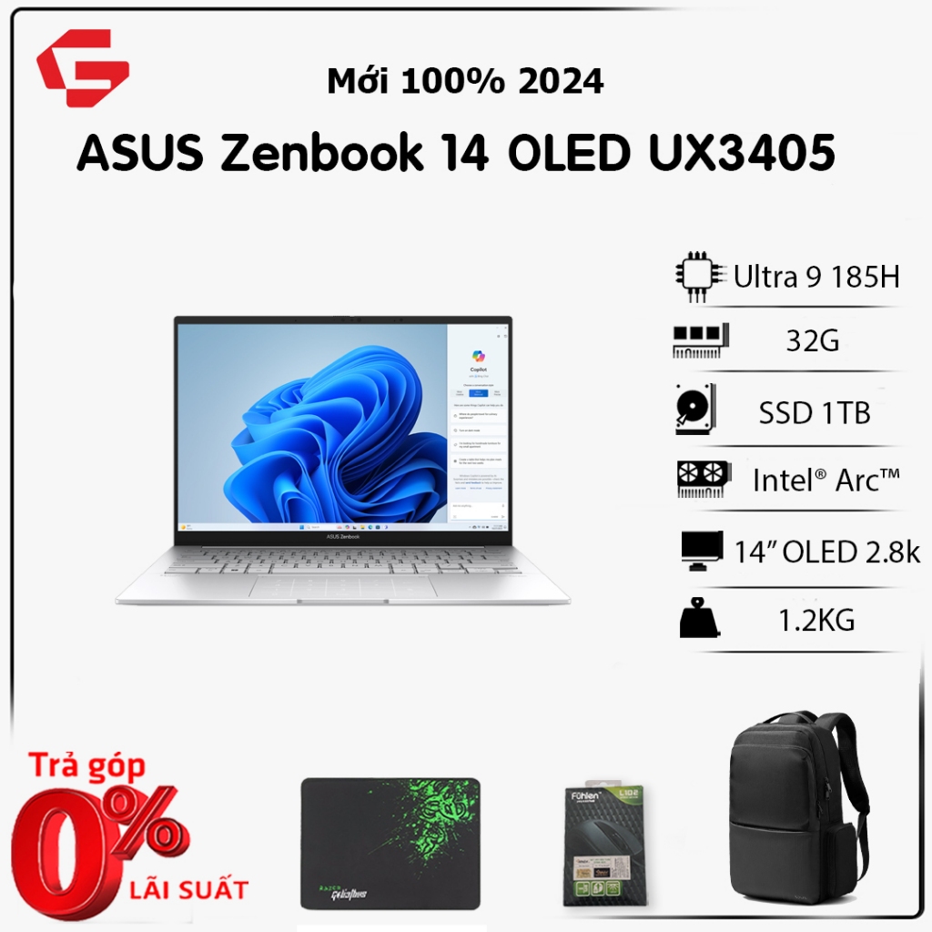 ASUS Zenbook 14 UX3405 ( Ultra9-185H | RAM 32G | SSD 1T | 14" 2.8K 120Hz OLED) Đẳng Cấp, Sang Trọng | Shopee Việt Nam