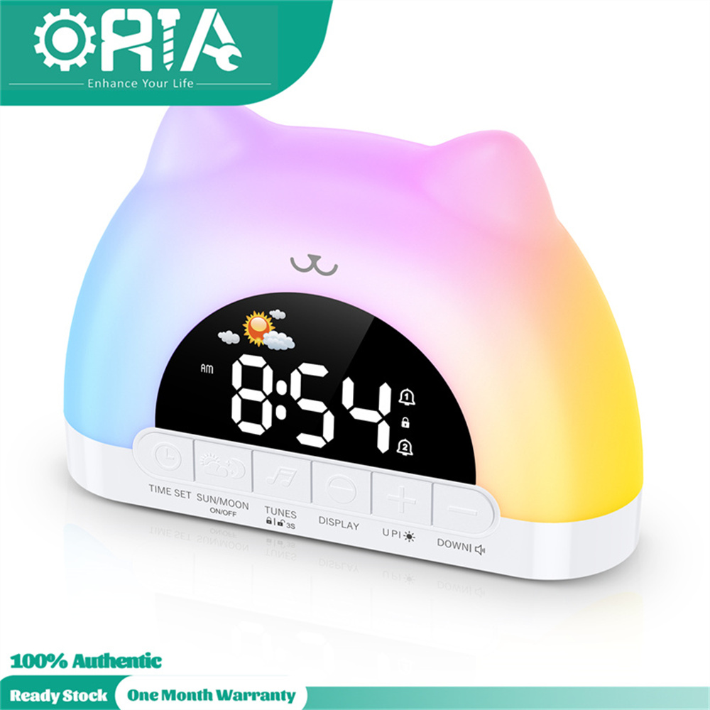 ORIA Smart Alarm Clock for Kids Toddler Sleep Training Digital Alarm Clock with Sun & Moon 11 RGB Color Night Lights Clock 12/24H Format OK to Wake Clock for Girls Boys TeenagersSleeping ReminderChild lock Dual Alarms Snooze