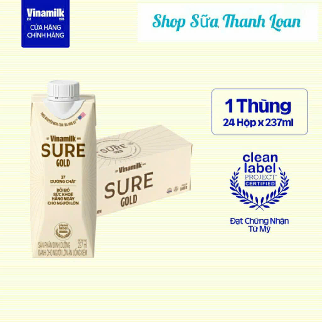 (Mẫu Mới) Thùng 24 Hộp Sữa Bột Pha Sẵn Sure Prevent Gold 237ml.