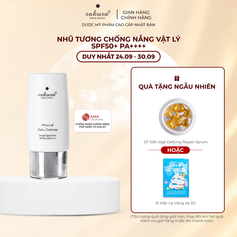 Nhũ tương chống nắng vật lý Sakura Physical Daily Defense SPF 50+ PA++++ 60g