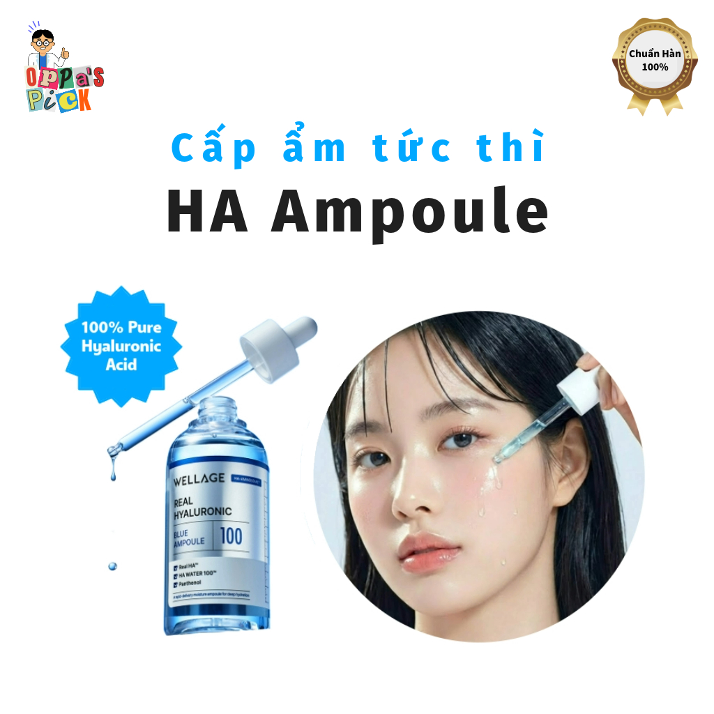 [Wellage] Real Hyaluronic Blue 100 Ampoule (60ml / 100ml / 160ml) | Serum dưỡng ẩm sâu Hàn Quốc | Shopee Việt Nam