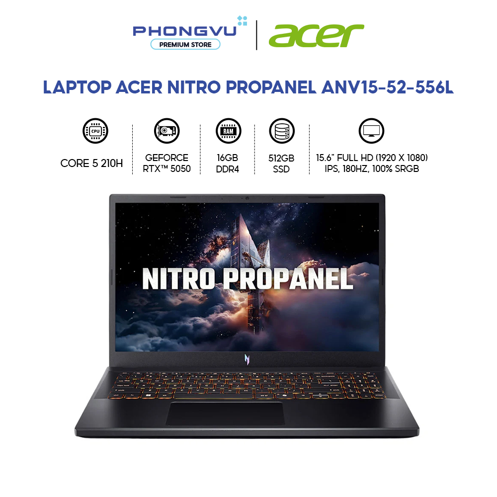 Laptop Gaming Acer Nitro ProPanel ANV15-52-556L - Core 5 210H, RTX 5050, 16GB, 512GB, Win11 - BH 24 Tháng | Shopee Việt Nam