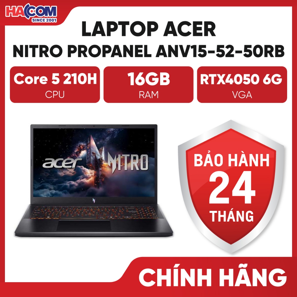 Laptop Acer Nitro Propanel ANV15-52-50RB (NH.QUASV.002) (Core 5 210H/16GB/512GB/RTX4050 6GB/15.6" FHD 180Hz/Win11) | Shopee Việt Nam
