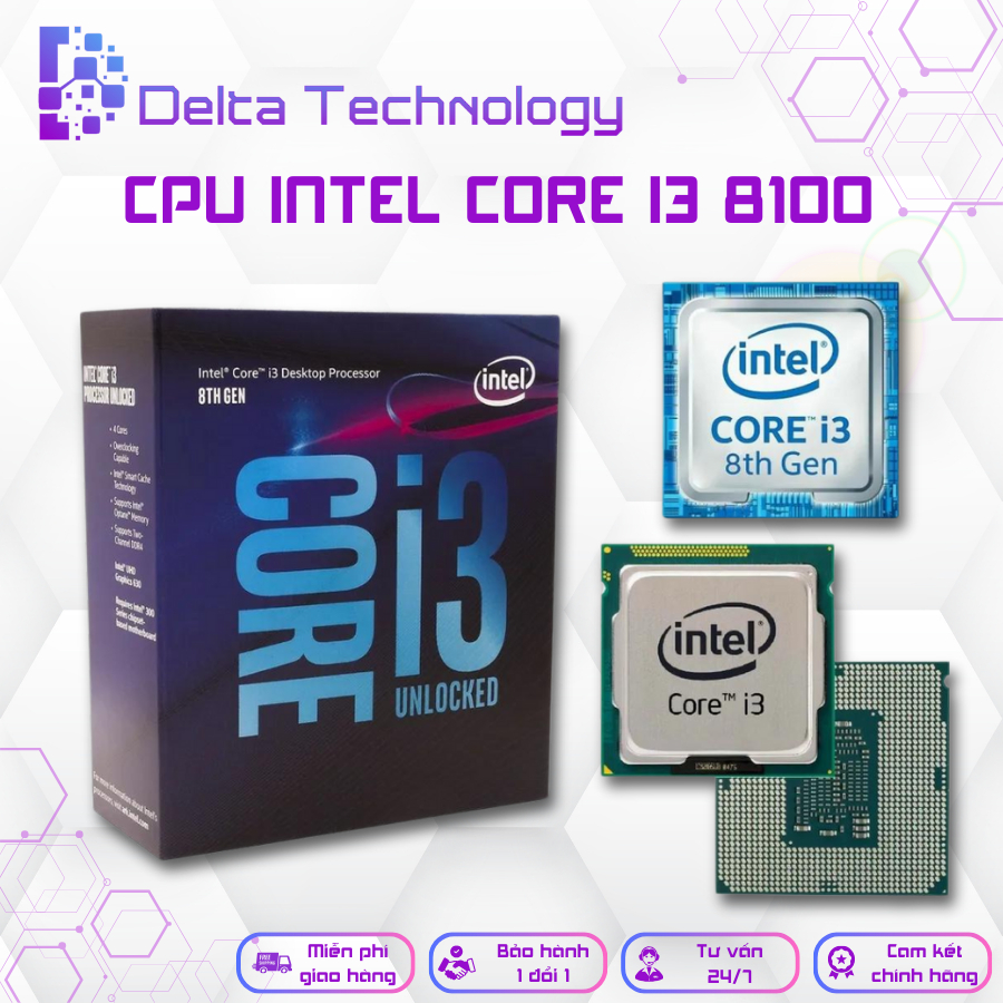 CPU Intel Core i3-8100 - Tốc độ 3,6Ghz, 4 nhân 4 luồng, 6MB Cache, 65W - Socket LGA 1151, Tặng keo tản nhiệt | Shopee Việt Nam