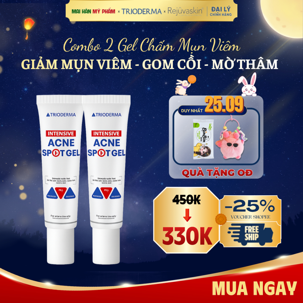 Combo 2 Kem Chấm Mụn Viêm Giảm Sưng Đỏ Mờ Thâm Trioderma Intensive Acne Spot Gel 10g Dành Cho Mụn Viêm