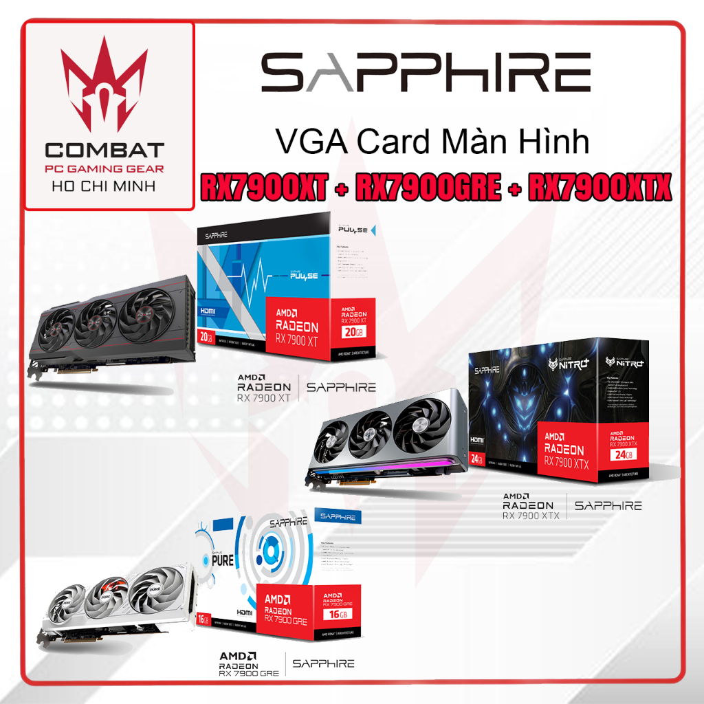 VGA Card Màn Hình SAPPHIRE NITRO+ Radeon RX 7900 GRE 16GB & RX 7900 XT 20GB & RX 7900 XTX Vapor-X 24GB Hàng Chính Hãng | Shopee Việt Nam