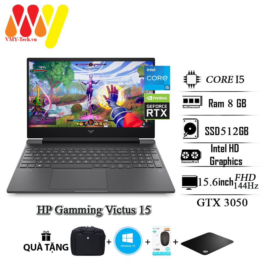 Laptop HP Gamming Victus 15 Core i5-13420H Ram 8GB SSD 512GB RTX 3050 6G 15.6inch Full HD 144Hz laptop gaming new seal kèm bộ quà tặng cao cấp