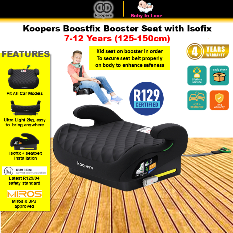 Koopers Boost Fix Booster Safety Carseat ECE R129 Approved