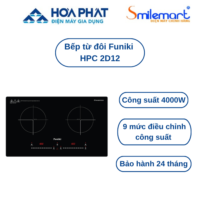 Bếp từ đôi Funiki HPC 2D12, công suất tối đa 3500W, mặt kính cường lực cảm ứng,có Inverter, bảo hành chính hãng 24 tháng | Shopee Việt Nam