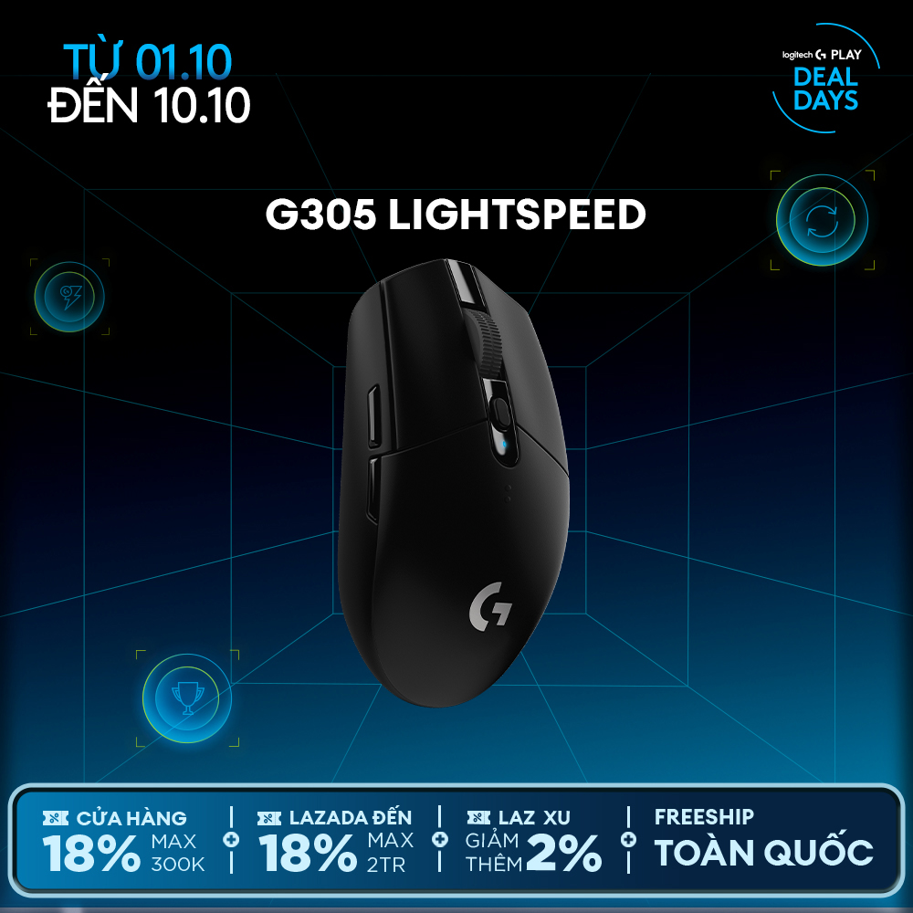 Chuột game không dây Logitech G G305 LIGHTSPEED - Hero 12K DPI Nhẹ 99g 6 nút lập trình Pin 250h