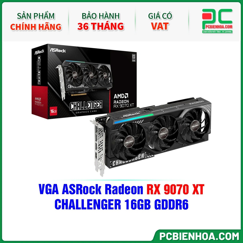 Card màn hình ASRock AMD Radeon RX 9070 XT Challenger 16GB (RX9070XT CL 16G)-36T | Shopee Việt Nam