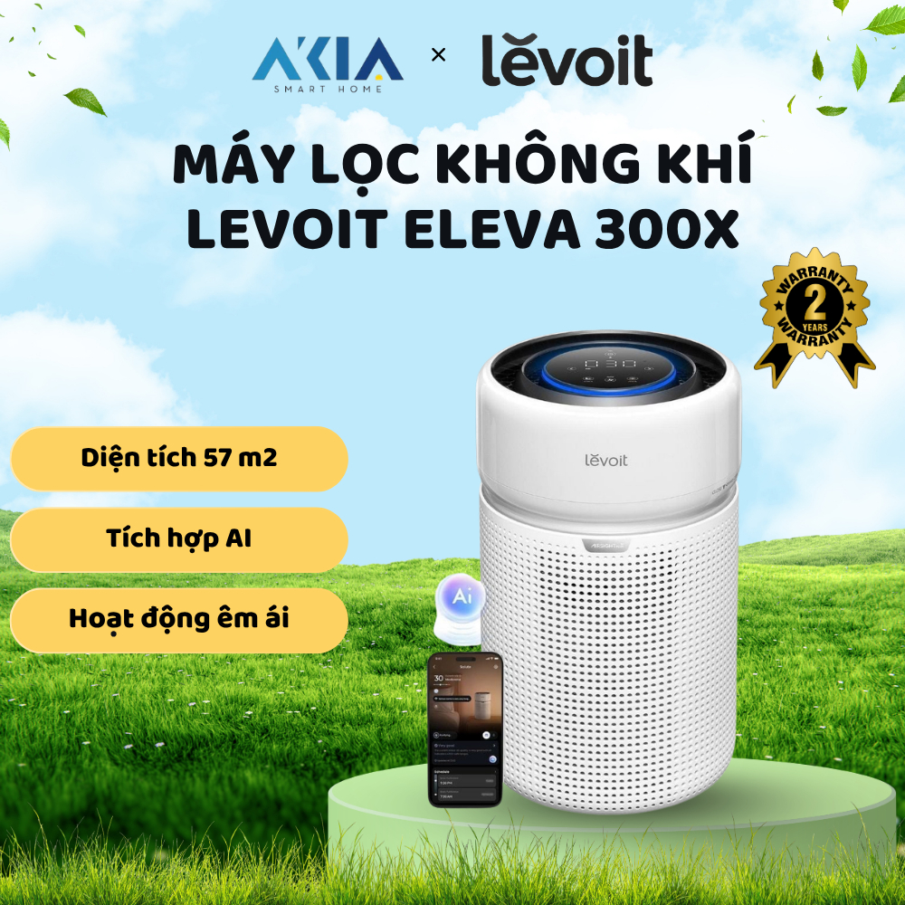Máy lọc không khí thông minh Levoit Eleva 300X- Tích hợp AI, khử mùi hôi, giảm tác nhân gây dị ứng | Shopee Việt Nam