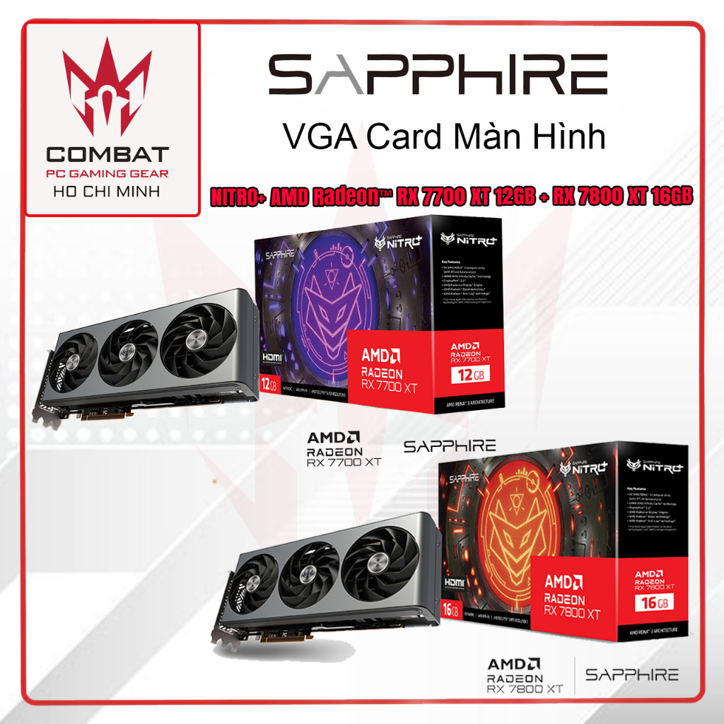 VGA Card Màn Hình SAPPHIRE NITRO+ Radeon RX 7700 XT 12GB & 7800 XT 16GB GDDR6 Hàng Chính Hãng | Shopee Việt Nam