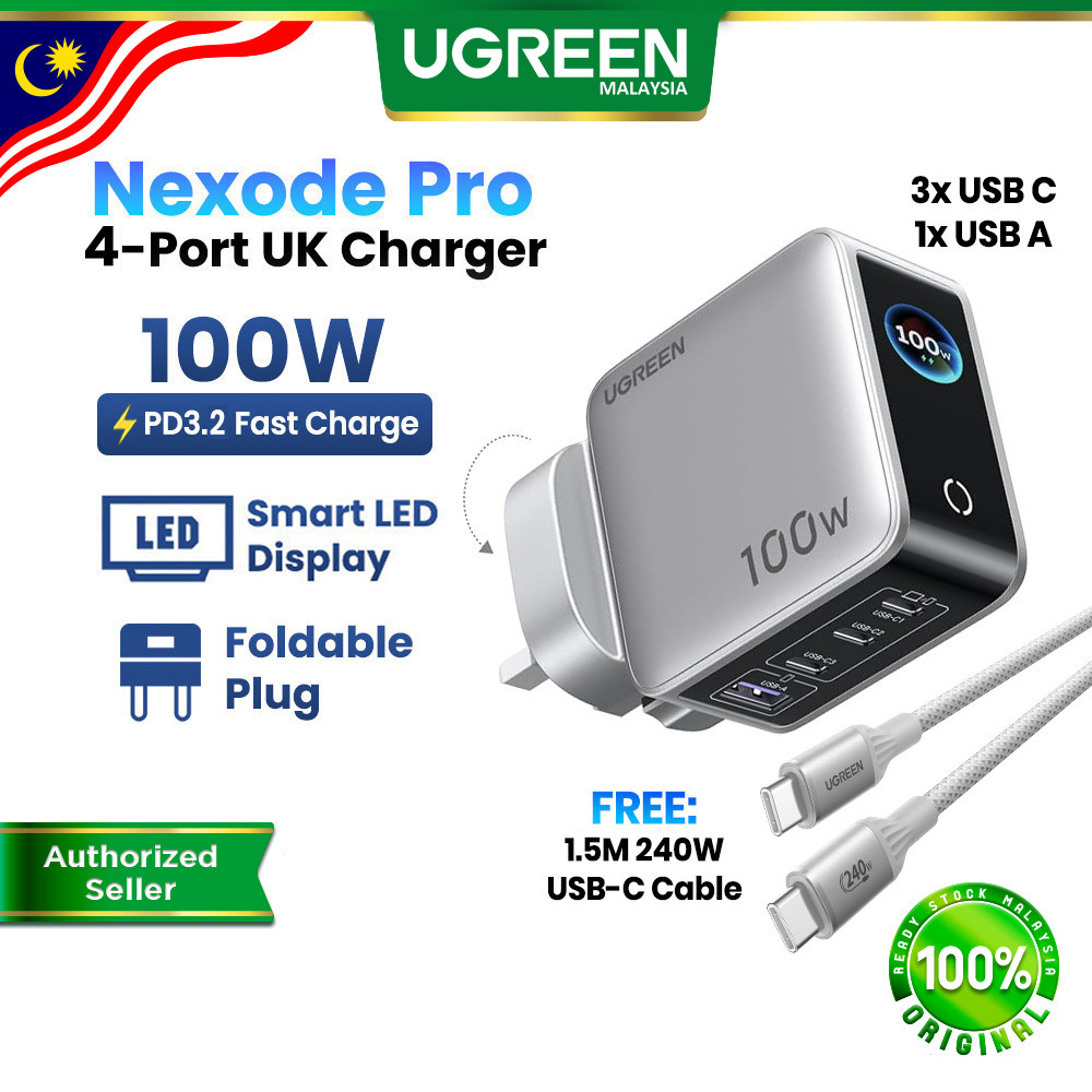 UGREEN 100W/160W Nexode Pro GAN Charger 5 Port Smart TFT Display Super Fast Charging SFC 3.0 USB-C USB-A Type-C For Laptop Macbook iPhone 17/16 S26 S25 Steam Deck