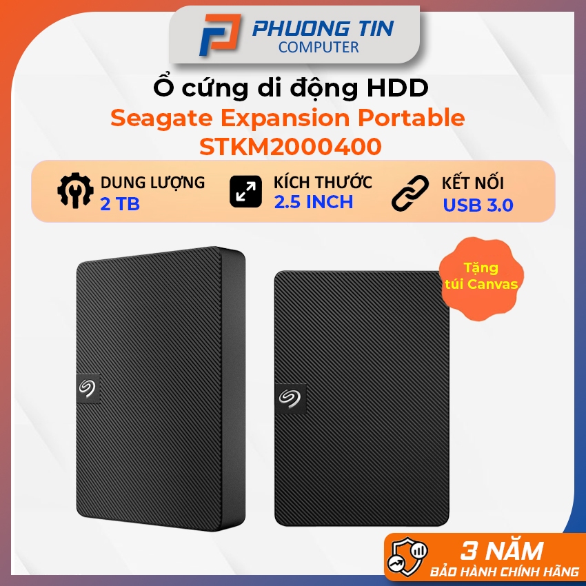 Ổ cứng di động HDD Seagate Expansion Portable 2TB 2.5 inch USB 3.0 - STKM2000400 - Tặng Túi Canvas - Bảo hành 36 tháng | Shopee Việt Nam