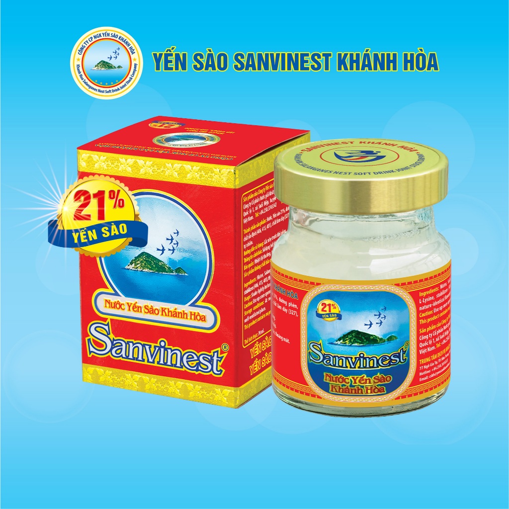 Nước Yến sào Sanvinest Khánh Hòa đóng lọ 70ml, 21% Yến sào dành cho mọi độ tuổi. | Shopee Việt Nam
