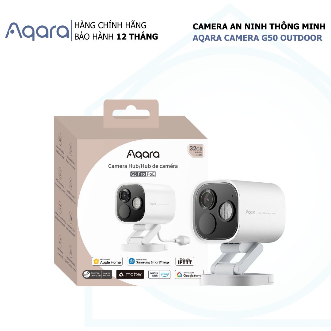 Camera thông minh Aqara Hub G5 Pro AI chống nước Quốc Tế bản Wifi & POE hỗ trợ Matter Zigbee Độ phân giải 2.5K công nghệ IR đêm có màu