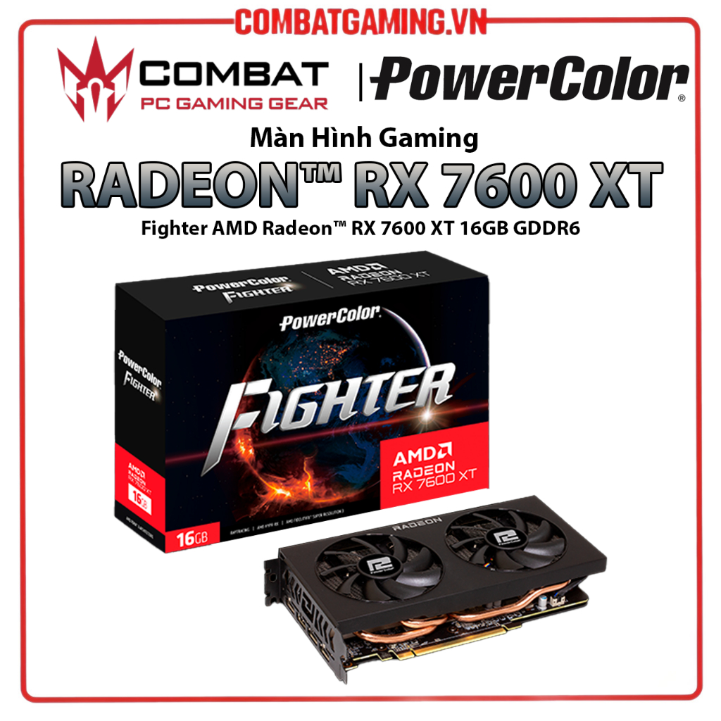 VGA Card Màn Hình PowerColor Fighter Radeon RX 7600 XT 16GB GDDR6 Hàng Chính Hãng | Shopee Việt Nam