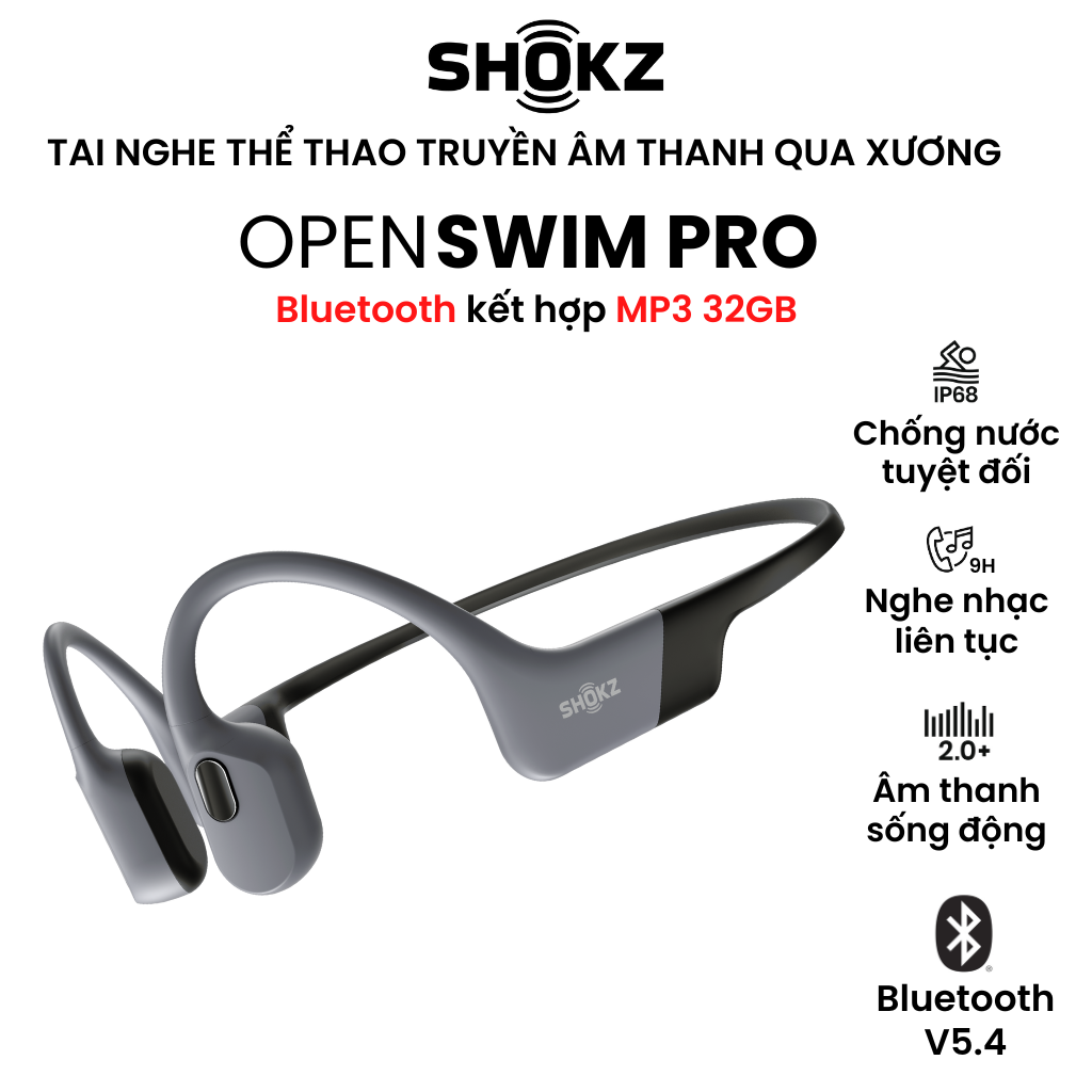 [MỞ BÁN] Tai Nghe Bluetooth Thể Thao Truyền Âm Thanh Qua Xương SHOKZ OPENSWIM PRO S710 - Tai nghe bơi lội - Chạy bộ - Bảo Hành 2 Năm Chính Hãng