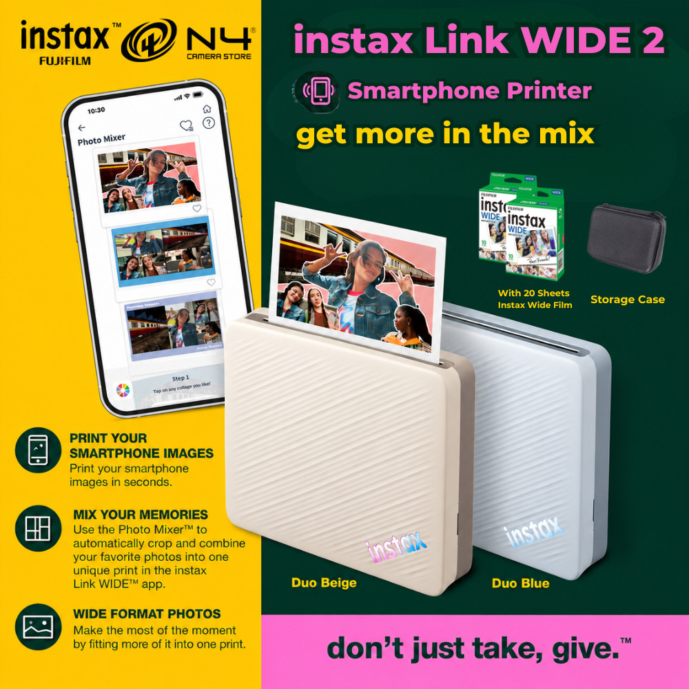 FUJIFILM INSTAX LINK WIDE 2 PORTABLE SMARTPHONE PRINTER